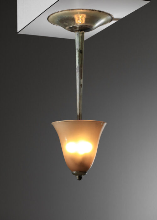 Lustre italien venini verre de murano années 30 40 en verre miroir oxydé patiné cloche I126