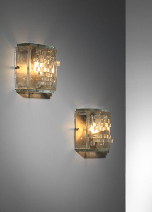 paire d'appliques en verre de murano carré années 70 - I167