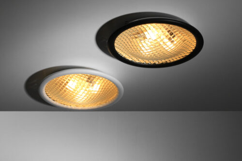 paire d'appliques ou plafonniers stilnovo en verre quadrillés blancs et noirs - G665