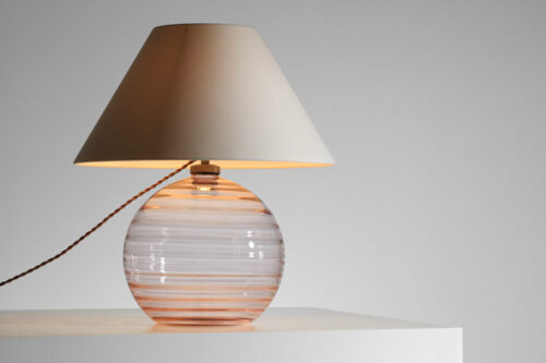 lampe de table en verre rose des années 60 non identifiée - I282