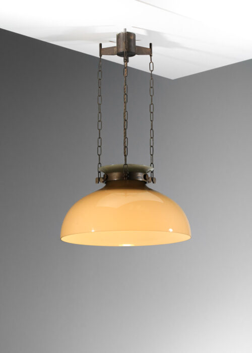 Italian glass and brass suspension chandelier - I349