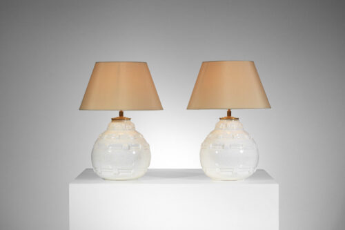 paire de lampes de table en céramique des années 50 signées Elge - I062