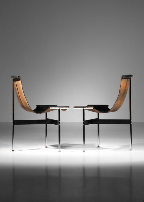 Paire de chaises années 60 du designerWilliam Katavolos pour ICF Milano acier chromé cuir noir I460