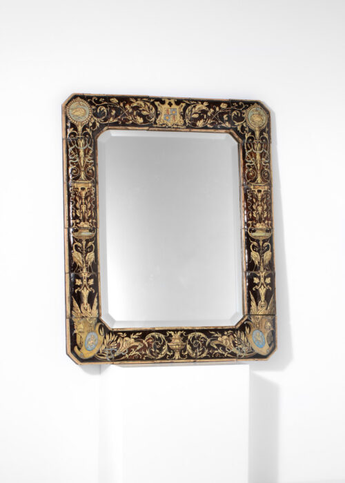 grand miroir en faience XIX siècle piece unique 