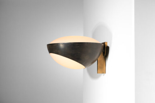 grande applique italienne fontana arte par max ingrand années 50 en laiton et opaline - H575