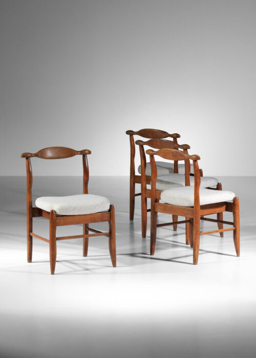 suite de 4 chaises Guillerme et Chambron en chêne massif années 60 - B91 