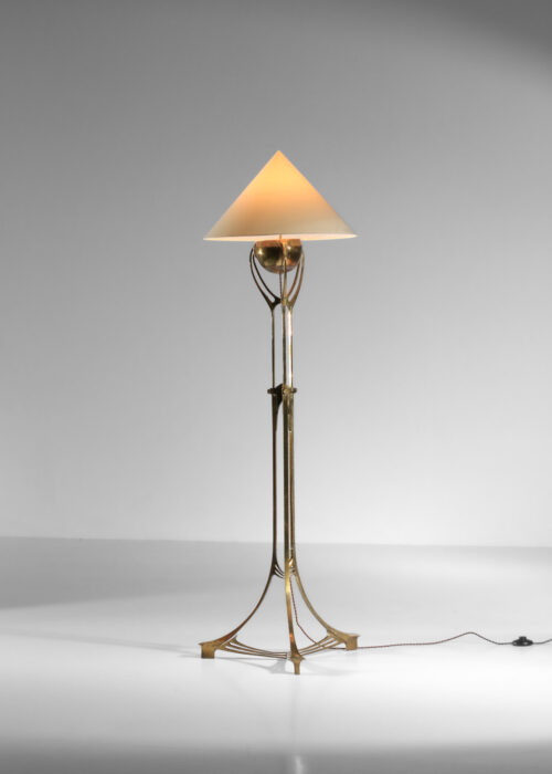 candélabre monté en lampadaire art nouveau en laiton massif années 40 - I305