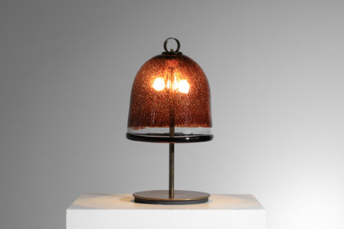 grande lampe de table italienne en verre de murano mouchetée années 70 - I434