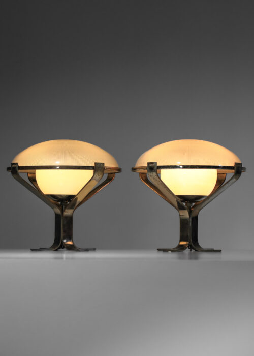 paire de lampes Sergio Mazza en verre et laiton nickelé des années 50 - I648