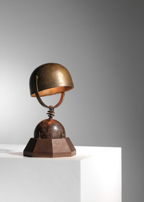 grande lampe de table en bois et laiton années 50 dans le goût de felix aublet H681