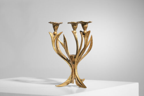 candelabra candlestick in solid bronze in the style of Felix Agostini from the 60s - H309