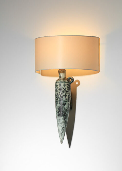 applique jacques blin en céramique années 60 décor de croix verte H656