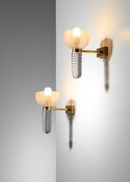 suite de 8 appliques en verre bullé pulegoso attribué à Seguso années 40 50 - I597