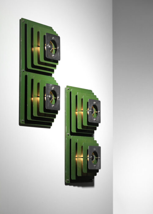 Paire d'appliques françaises chromées modernistes des années 70 - I546