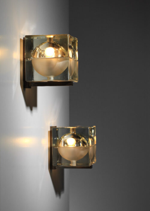 paire d'appliques italiennes alessandro mendini pour fidenza vetraria cube en verre - I593