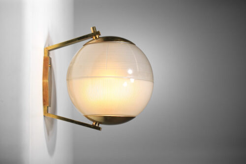 rare applique italienne en verre et laiton des années 60 pour Stilnovo - I650