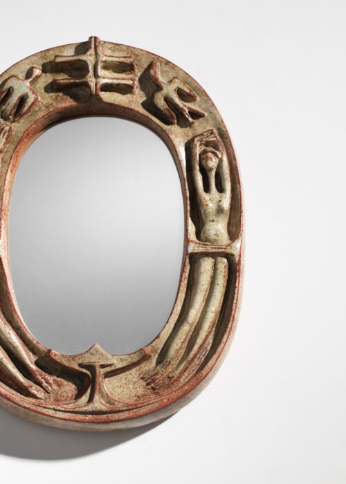 miroir des années 40/ 50 non identifié en céramique - I479