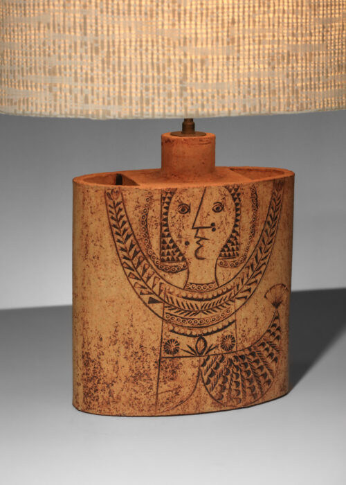 lampe de table roger capron sirene en céramique vallauris terre chamotée I572 H456