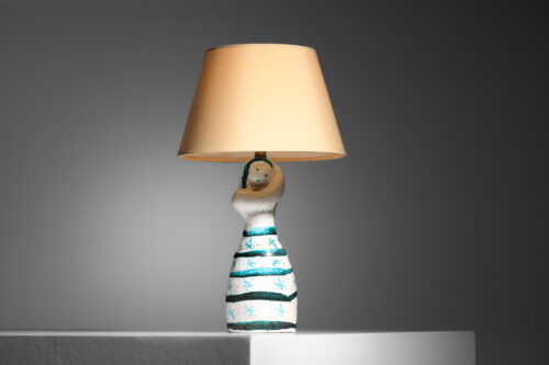 small ceramic lamp woman water carrier in the style of Georges jouve - I524