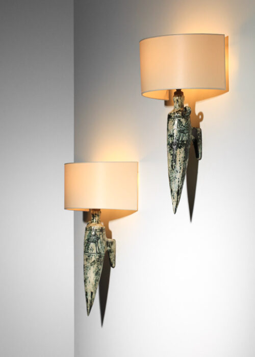 paire d'appliques jacques blin amphores en céramique des années 60 dromadaire I043