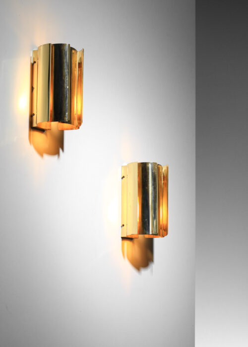 paire d'appliques suédoises Falkenbergs en laiton des années 70 - I096