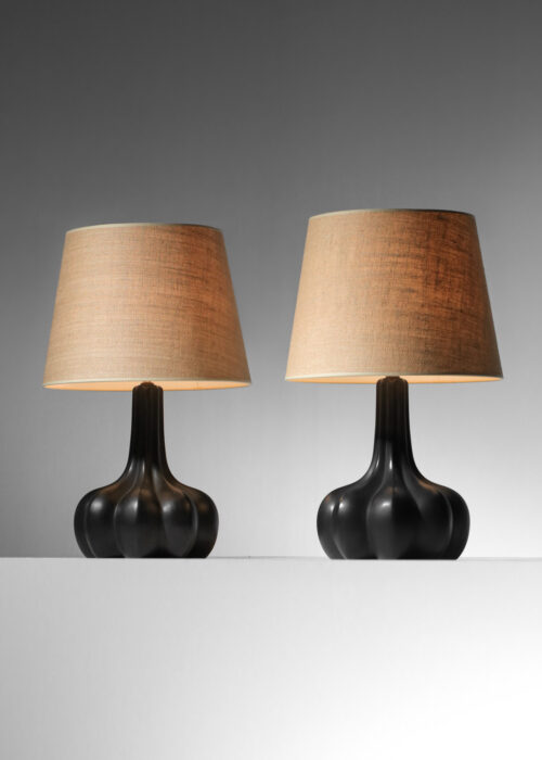 paire de lampe en céramique émaillées noires non identifiées années 60 - I237 - I283
