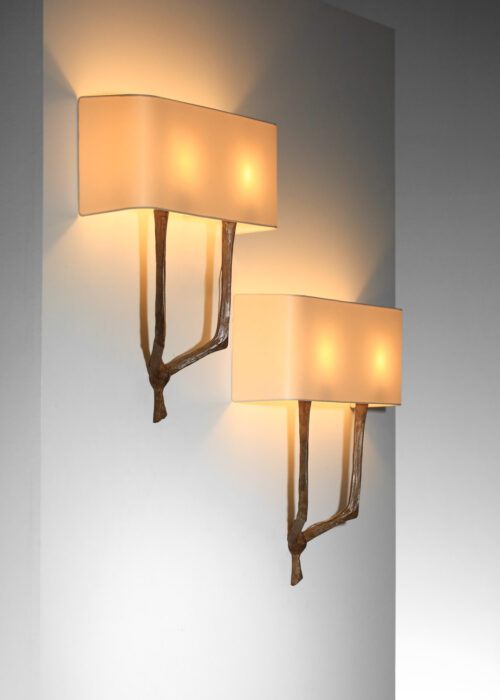 paire d'appliques felix agostini en bronze patiné années 50 - H628