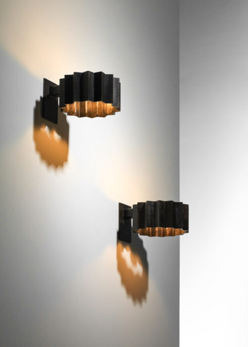 paire d'appliques "Soleiade" par Pierre Donna en acier patiné DC11