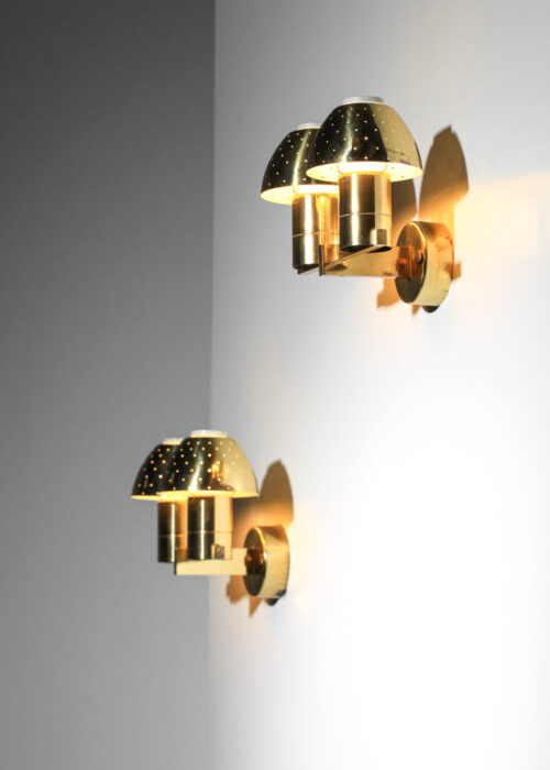 suite de 3 appliques suèdoises hans agne jakobsson modèle B221 laiton perforé - H188 