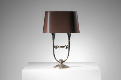 lampe en bronze nickelé style ruhlmann signé P.vera H701