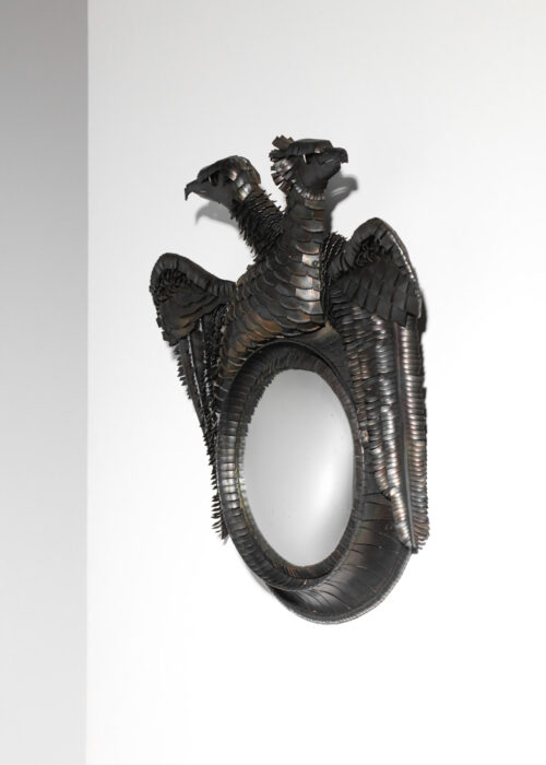 miroir aigle leon masson feuille de metal à patine noir I559 