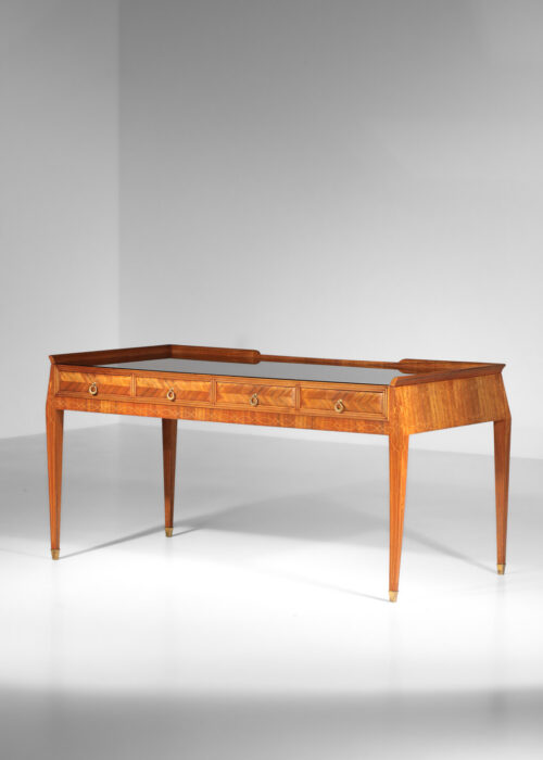bureau italien par Paolo Buffa des années 60 marqueterie de bois et dalle de verre - G515