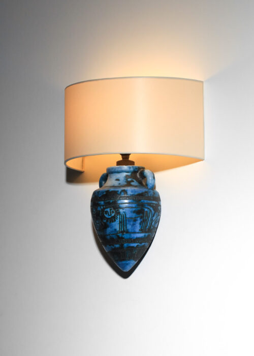 applique amphore en céramique jacques blin des années 60 bleue H587 