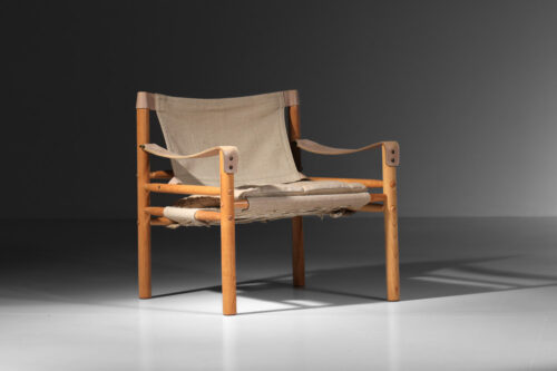 fauteuil suédois safari arne norell années 60 en lin - J055 