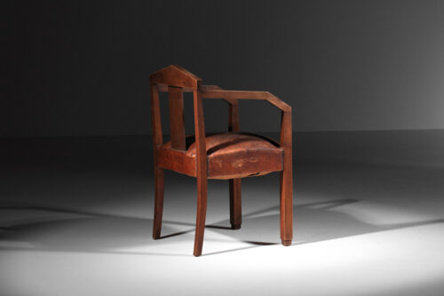 fauteuil d'apparat en cuir des années 30 moderniste - H734