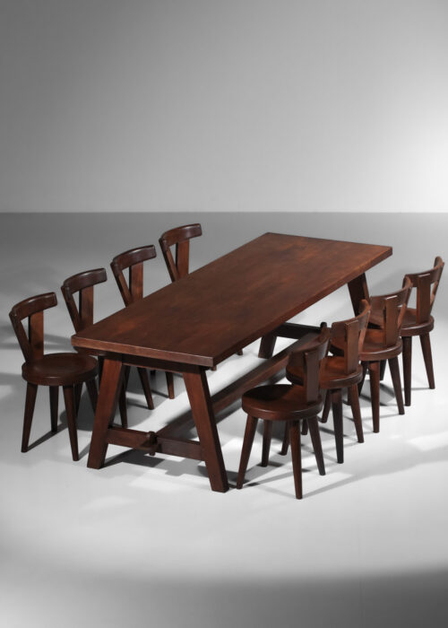 Table à manger et 8 chaises en chene dans le gout de charlotte perriand et cristian durupt