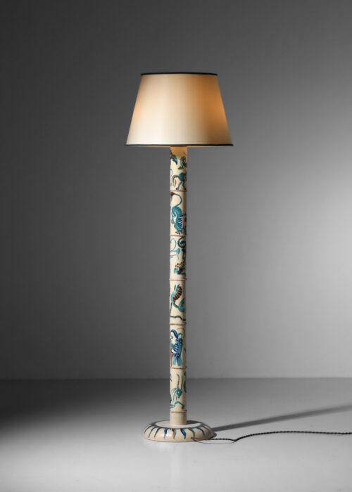 lampadaire des années 40 en céramique décor signes du zodiac - I100