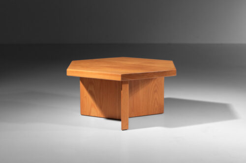 table basse hexagonal maison regain en orme massif -J161