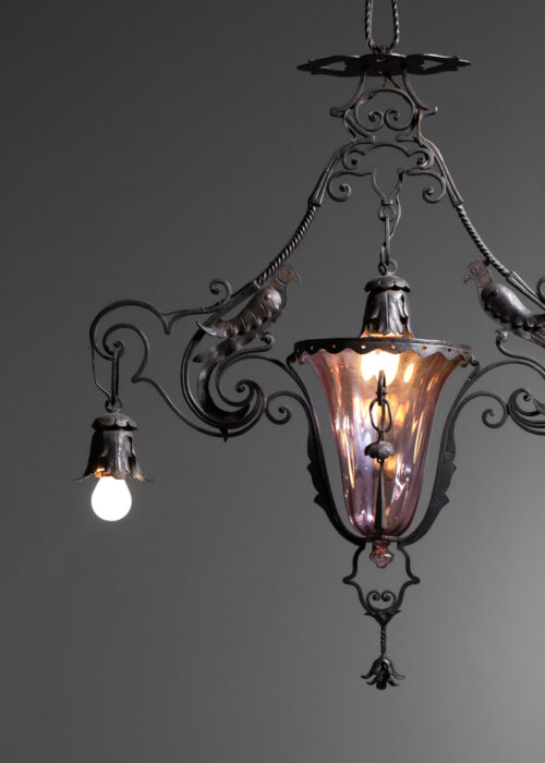 lustre italien en fer forgé carlo rizzarda années 20 - J108