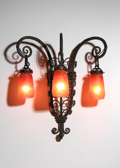 applique Daum Nancy 3 tulipes en pate de verre - J192 