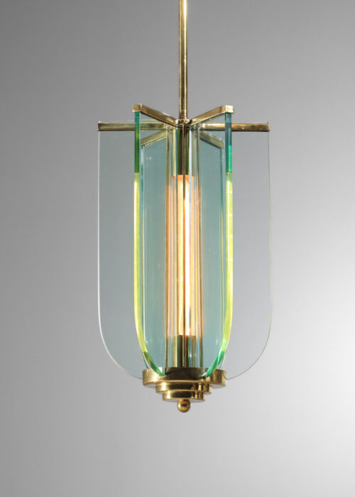 lustre italien en verre et laiton luigi fontana années 60 - J127