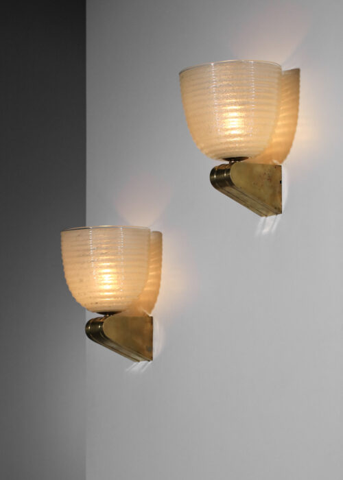 paire d'appliques en verre pulegoso italiennes années 50 - I604