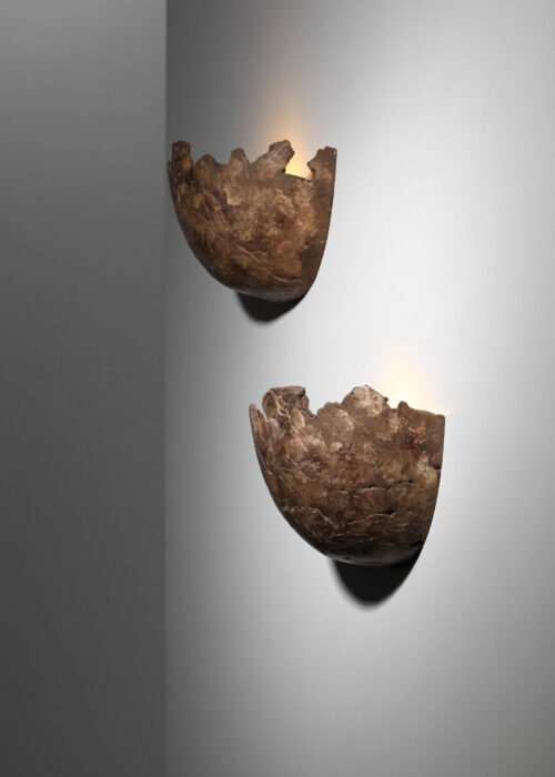 paire d'appliques en céramique brutaliste - J303