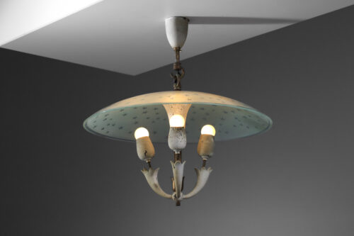 lustre suspension italienne dans le goût de pietro chiesa en verre gravé - I594