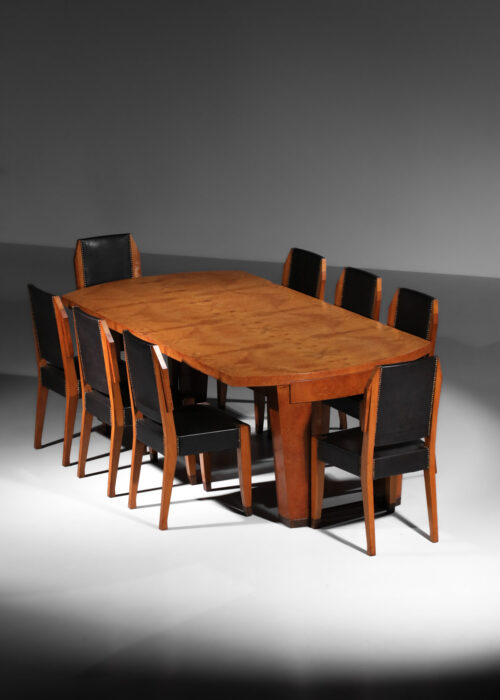 table de salle à manger et 8 chaises andré sornay en loupe d'amboine des années 30 art déco - G582 - G583