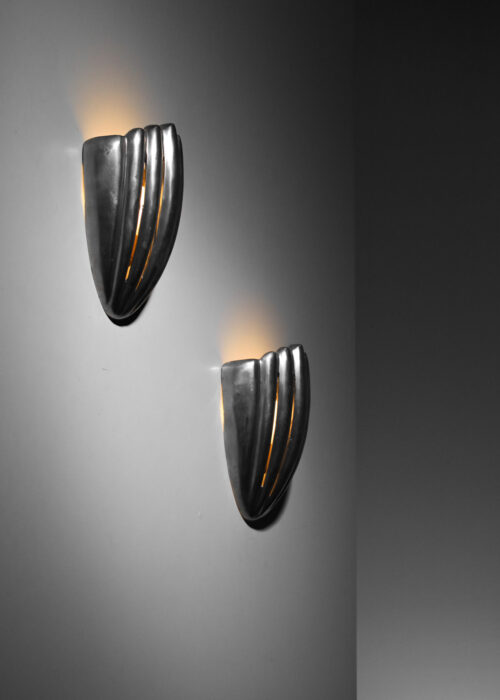 paire d'appliques coquillages en fonte d'aluminium - E575