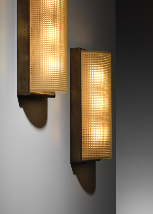 grande paire d' appliques italiennes en verre de murano moderniste années 40 - J101