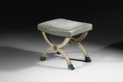 tabouret dagobert en bois peint et velours - J194