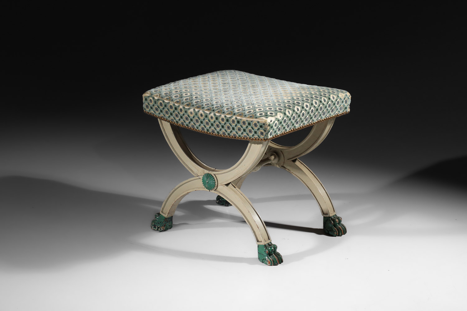 tabouret dagobert en bois peint et velours - J194 tabouret dagobert en bois peint et velours - J194