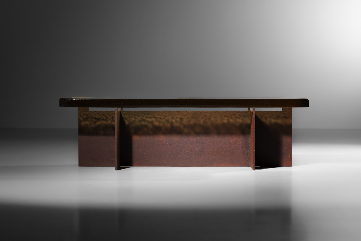 table basse danke studio dalle de verre jaune et acier - DK023 table basse danke studio dalle de verre jaune et acier - DK023